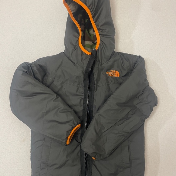 The North Face Kids Charcoal Jacket with Orange Accents - Picture 1 of 2